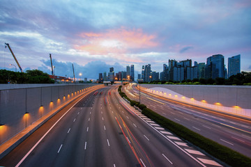 highway at night in singapore