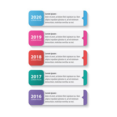 colorful timeline infographic with 5 options design template, Infographics management, finance, analytics, presentation. Vector illustration