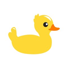 ducky bath toy flat vector color icon.
