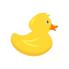 ducky bath toy flat vector color icon.
