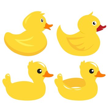 ducky bath toy flat vector color icon