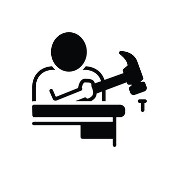 Black solid icon for noob inexperienced