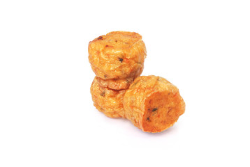 Chicken jock fried on white background.(with Clipping Path).