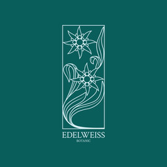 Edelweiss logo. Flower design of the logo with a hand-drawn flower of Edelweiss