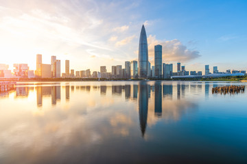 Fototapeta na wymiar City Skyline Scenery of Shenzhen Bay Talent Park, Shenzhen City, Guangdong Province