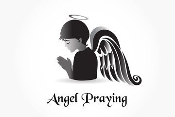 Angel praying logo vector