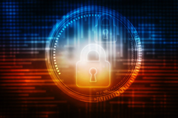 2d illustration Safety concept: Closed Padlock on digital background