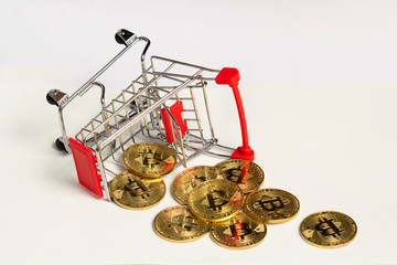 bit coin in bucket falling blockchain technology