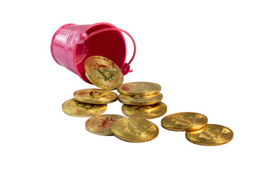 bit coin in bucket falling blockchain technology