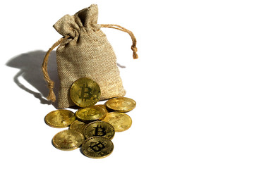 bit coin in bucket falling blockchain technology