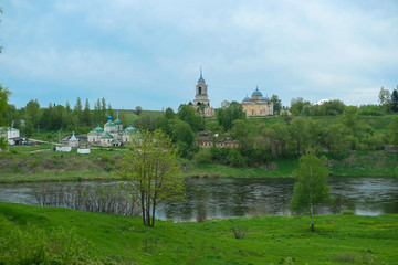 Obraz premium image of the old Russian city of Staritsa on the banks of the Volga