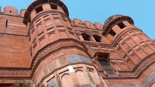Agra Red Fort is the famous national landmark in Agra, India. Other name is lal Kila. Shot in motion