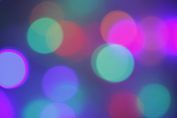Beautiful bokeh from the garlands decoration used as background