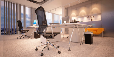 Modern office interior. 3d rendering.