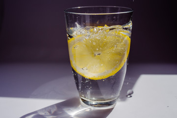 glass of water with lemon