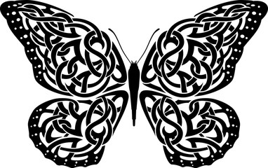 Celtic Pattern Butterfly Wings, Isolated Vector