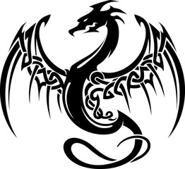 Celtic Mythical Dragon Sigil, Isolated Vector