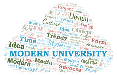 Modern University word cloud. Wordcloud made with text only.