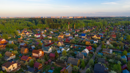Aerial view. Spring outdoor. Rural scenery.