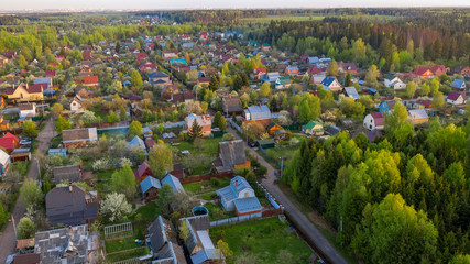 Aerial view. Spring outdoor. Rural scenery.