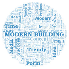 Fototapeta premium Modern Building word cloud. Wordcloud made with text only.