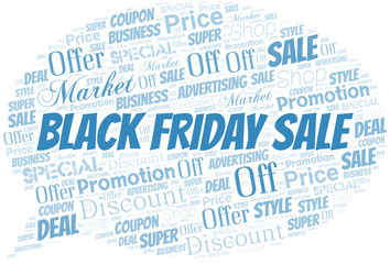 Obraz premium Black Friday Sale Word Cloud. Wordcloud Made With Text.
