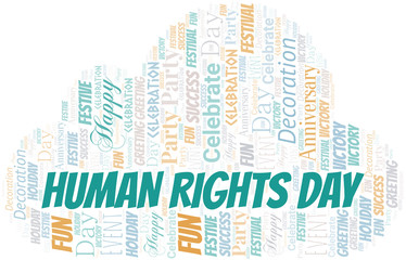Obraz premium Human Rights Day Word Cloud. Wordcloud Made With Text.