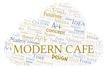 Modern Cafe word cloud. Wordcloud made with text only.