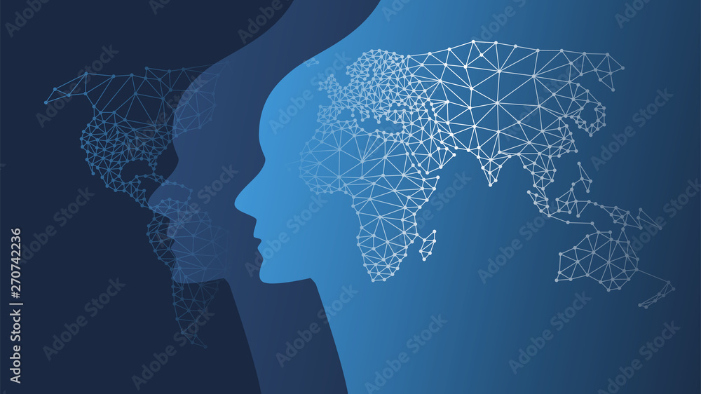 Poster machine learning, artificial intelligence, cloud computing and networks design concept with geometri