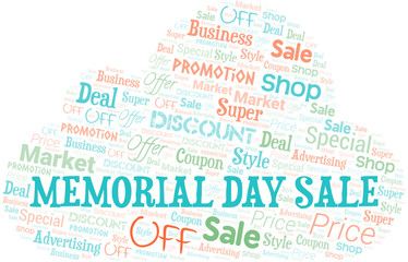 Obraz premium Memorial Day Sale Word Cloud. Wordcloud Made With Text.