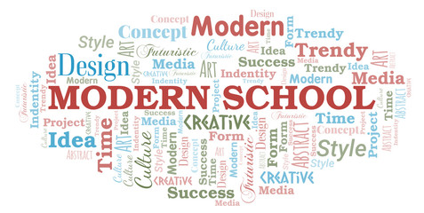 Obraz premium Modern School word cloud. Wordcloud made with text only.