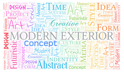 Modern Exterior word cloud. Wordcloud made with text only.