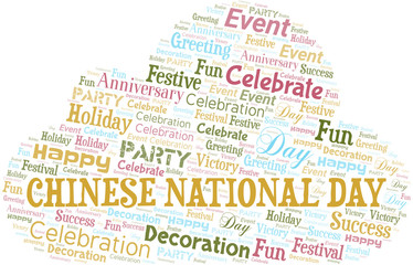 Obraz premium Chinese National Day Word Cloud. Wordcloud Made With Text.