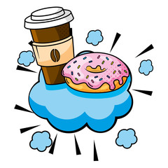 coffee cup and donut vector illustration