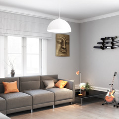 E-Gitarren im Wohnzimmer (Detail)
