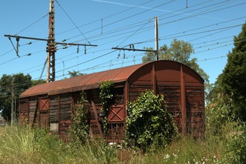 Fototapeta na wymiar Old abandoned train carriage
