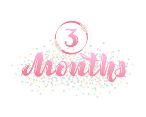 Vector illustration with a baby age markers 3 months.