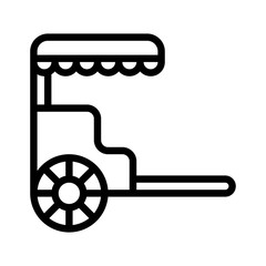 Rickshaw vector, Chinese lunar new year line icon