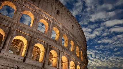 Coliseum with beautiful sky in Rome, Italy