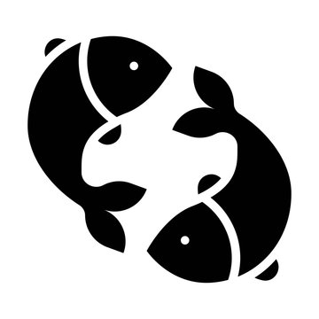 Gold Fish And Silver Fish Vector, Chinese Lunar New Year Solid Icon