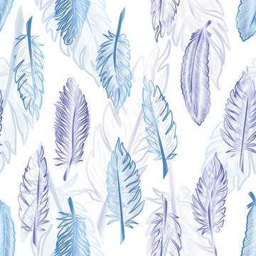 Seamless pattern with abstract feathers. Vector illustration. EPS 10