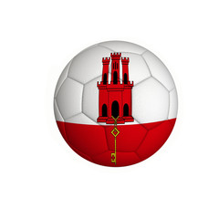 Soccer ball with a flag of Gibraltar
