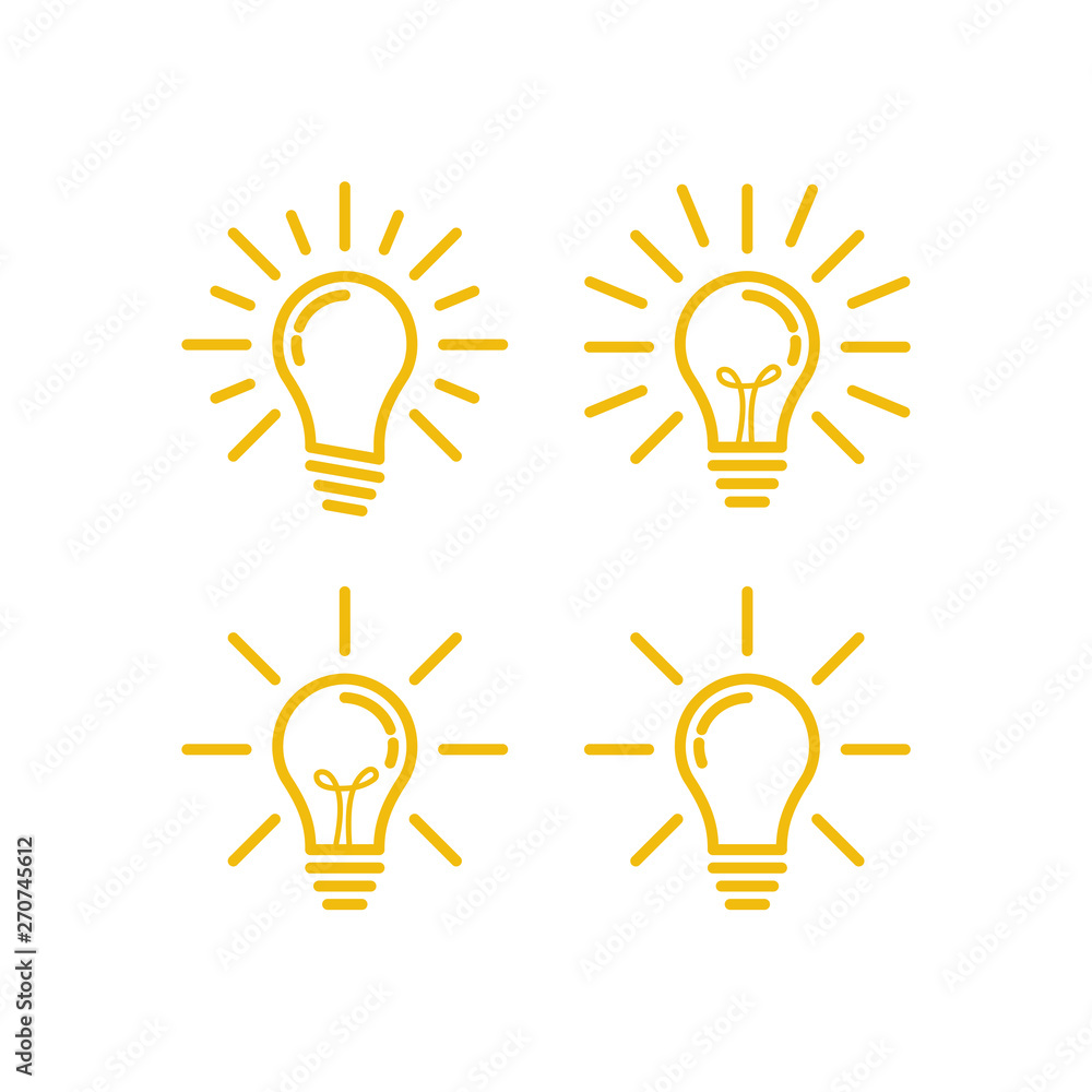 Poster light bulb set icon vector on white background. lightbulb solution idea and creativity symbol
