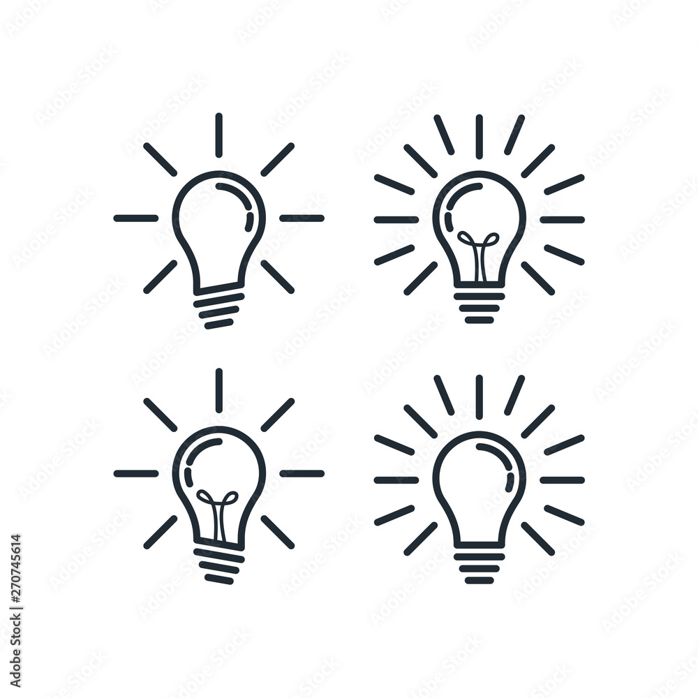 Aufkleber light bulb set icon vector on white background. lightbulb solution idea and creativity symbol