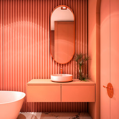 Modern Bathroom Interior design,trend design 2019 ,3d rendering ,3d illustration