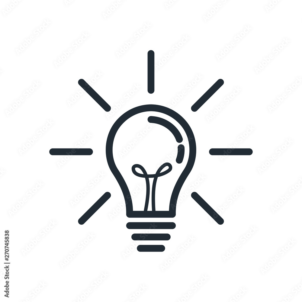 Poster light bulb icon vector on white background. lightbulb solution idea and creativity symbol