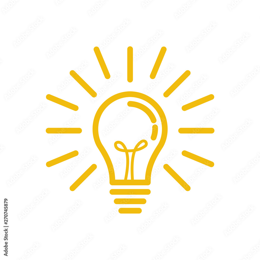 Poster light bulb icon vector on white background. lightbulb solution idea and creativity symbol