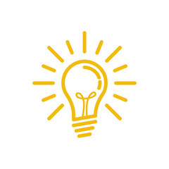 Light bulb icon vector on white background. Lightbulb solution idea and creativity symbol