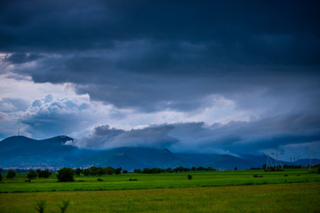 Storm clouds on the Deva citadel, Romania