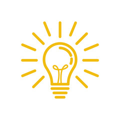Light bulb icon vector on white background. Lightbulb solution idea and creativity symbol